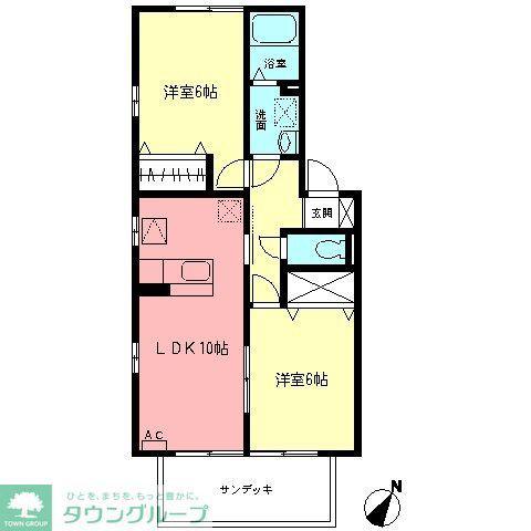ルピナス二番館(2LDK/1階)の間取り写真