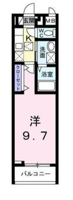リバーバックII(1K/3階)の間取り写真