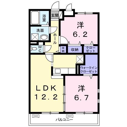カルム・ベル・メゾン(2LDK/1階)の間取り写真