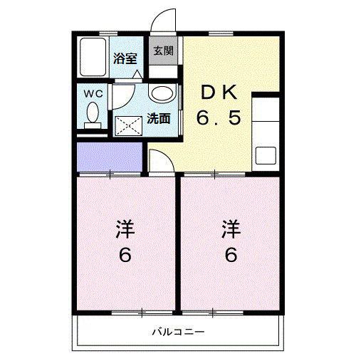 サザンコート(2DK/1階)の間取り写真