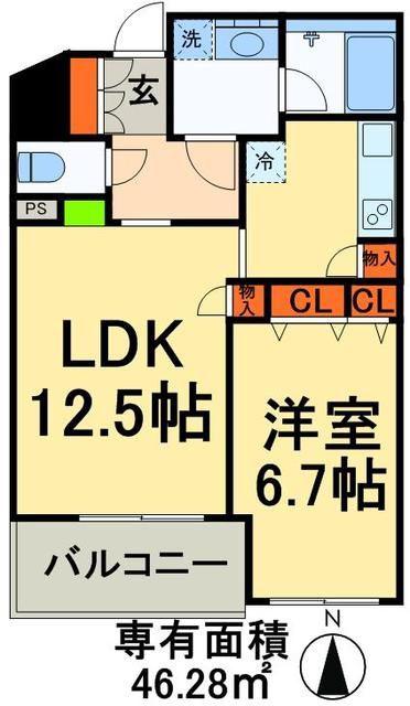 カスタリア荒川(1LDK/10階)の間取り写真