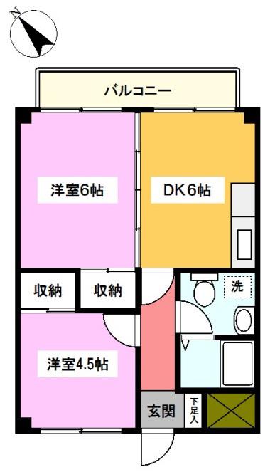 パークアヴェニュー(2DK/5階)の間取り写真