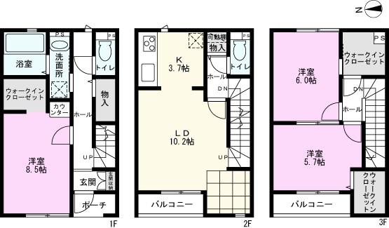 グランセットメゾン戸田I(3LDK/1階)の間取り写真