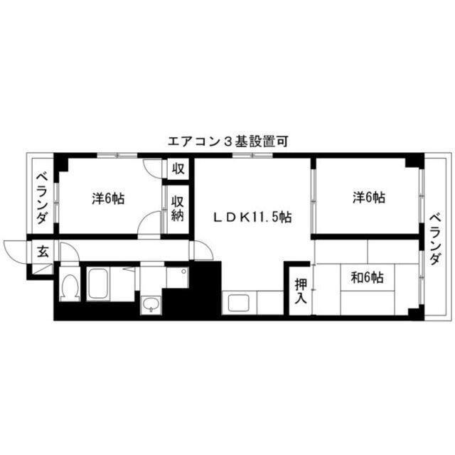 シーズンコート上小田井西II(3LDK/4階)の間取り写真
