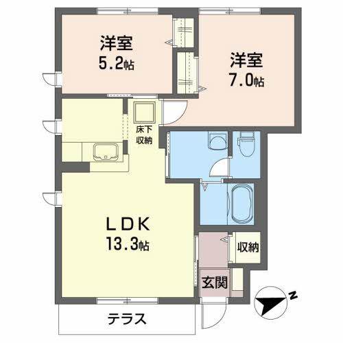 ディアスモダン明石台II(2LDK/1階)の間取り写真
