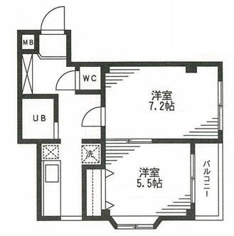東川口マンション(2K/3階)の間取り写真