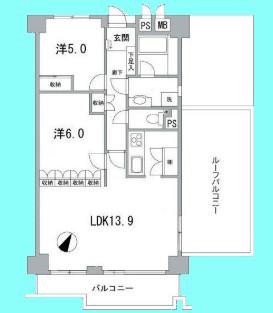 アイビハイツ南品川(2LDK/12階)の間取り写真