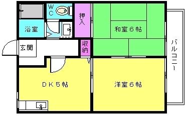 リヴェール(2DK/2階)の間取り写真