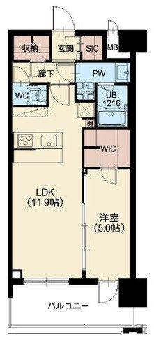 リッツ新大阪プレミアム(1LDK/8階)の間取り写真