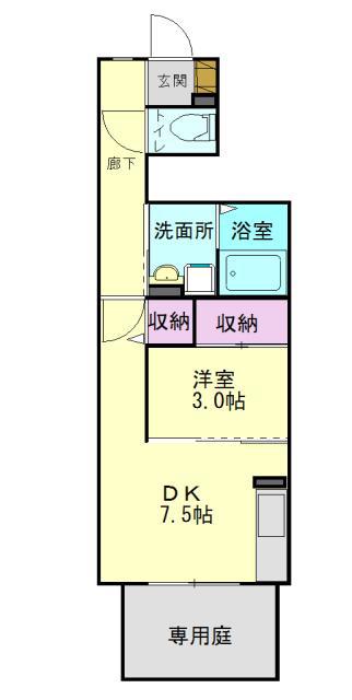 サンガーデンメル(1DK/1階)の間取り写真