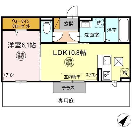 TORISIA N(1LDK/1階)の間取り写真