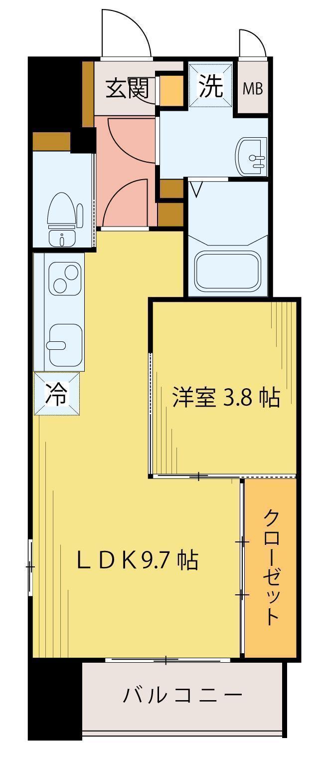 シェルグランデ六丁目南町(1LDK/4階)の間取り写真