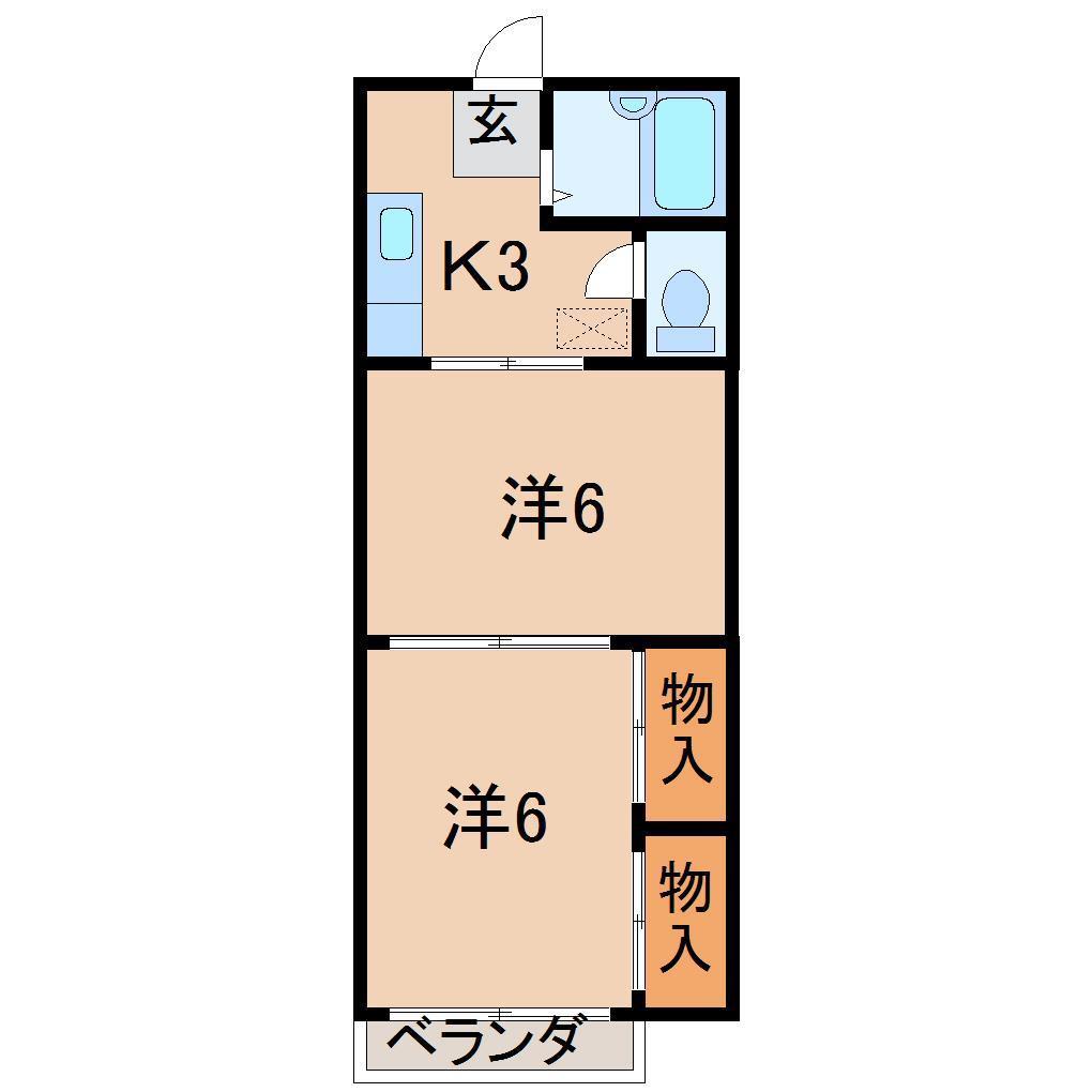 ハイツチロル(2K/2階)の間取り写真