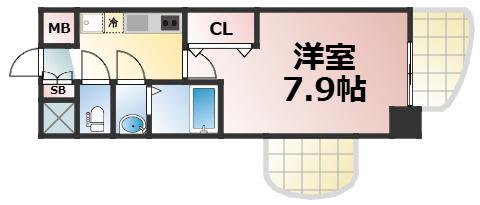 LUXE森ノ宮(1K/6階)の間取り写真