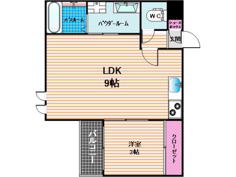 レガレスト春日(1LDK/3階)の間取り写真