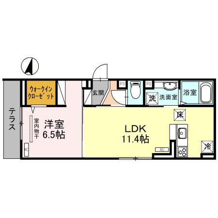 アヴァンス八潮A(1LDK/1階)の間取り写真