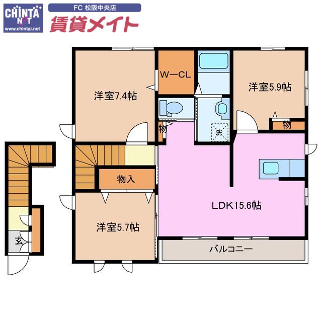 ライブリーA(3LDK/2階)の間取り写真