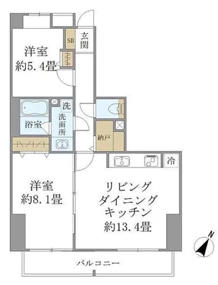 SS.フラット神楽坂サウス(2LDK/10階)の間取り写真