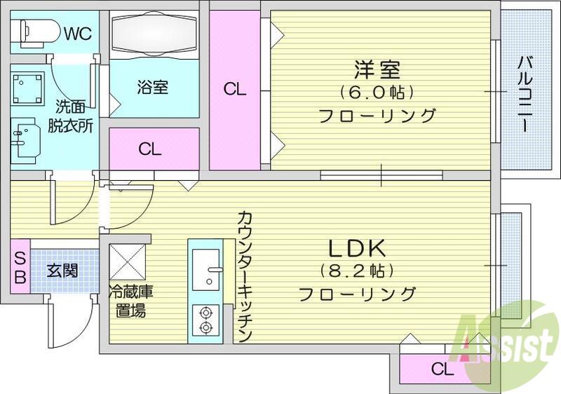レーヴ落合弐番館(1LDK/2階)の間取り写真