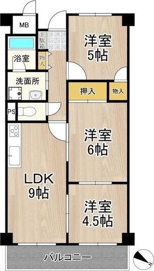 久光マンション(3LDK/5階)の間取り写真