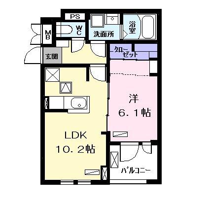 イル・パラディーゾ I(1LDK/1階)の間取り写真