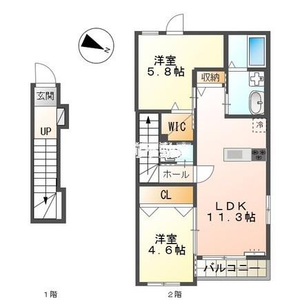 センターハウス壱(2LDK/2階)の間取り写真
