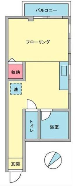 松栄ハイツ(ワンルーム/2階)の間取り写真