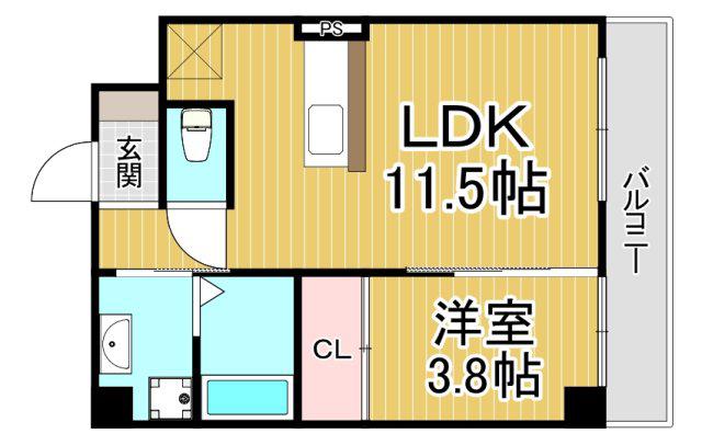 伊丹中央4丁目PJ(1LDK/3階)の間取り写真