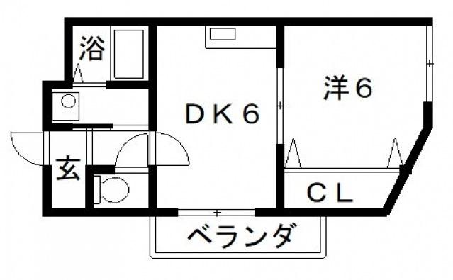 リベルタトム桃ヶ池2(1DK/4階)の間取り写真