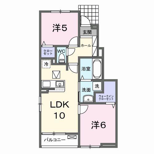 グリーシナ(2LDK/1階)の間取り写真