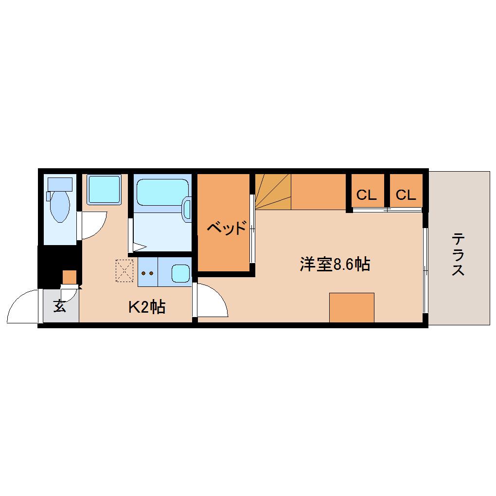 レオパレスKIZUGAWA(1K/1階)の間取り写真