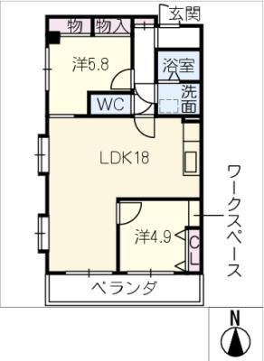サンシャインシティー(2LDK/5階)の間取り写真