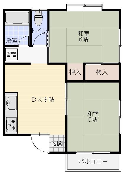 ハイツ小林(2DK/2階)の間取り写真