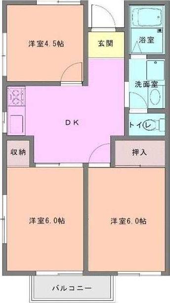 サンライズ桜木(3DK/2階)の間取り写真