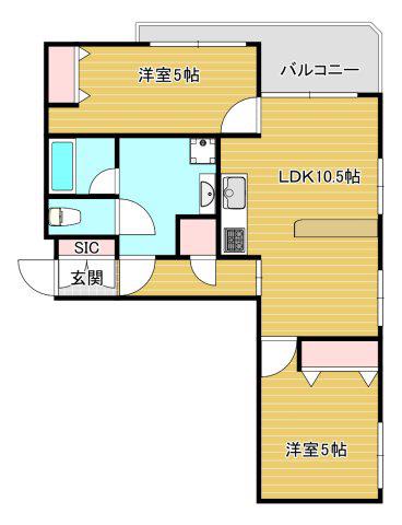 長堀橋シティハイツ(2LDK/10階)の間取り写真