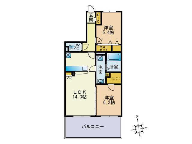 プレアEV下原(2LDK/5階)の間取り写真