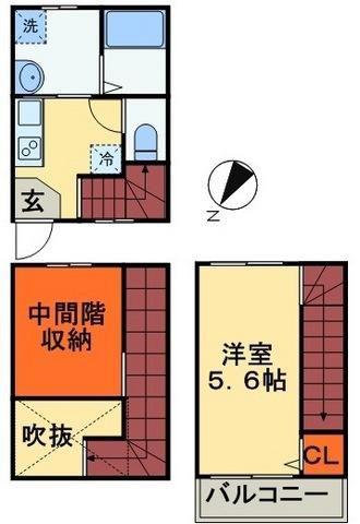 SERENO検見川(1K/1階)の間取り写真