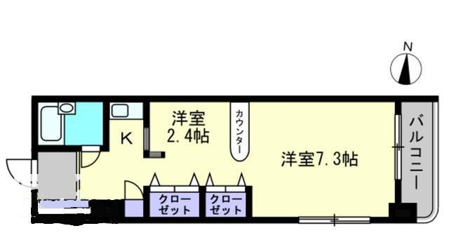 トリン錦町(1K/2階)の間取り写真