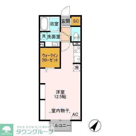 D-ROOM FIORE ”S”(ワンルーム/2階)の間取り写真