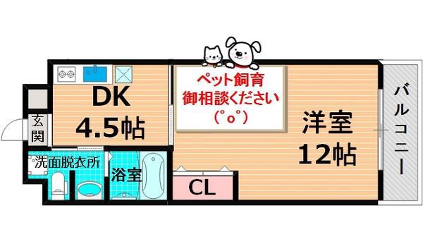 フェリスSEKIME(1DK/5階)の間取り写真