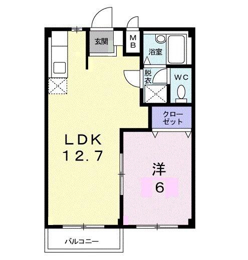 エルディム武下(1LDK/2階)の間取り写真