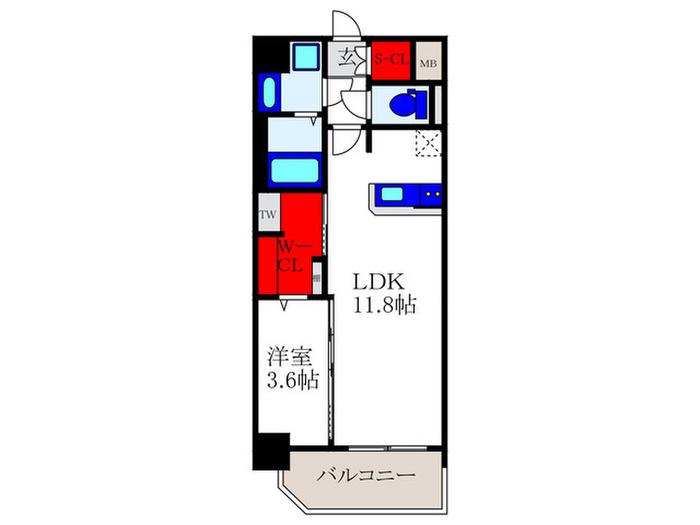 コンフォール中桜塚(1LDK/4階)の間取り写真