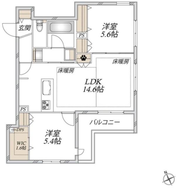 ATERIA(2LDK/2階)の間取り写真