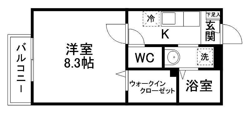 サンライフ小田原(1K/2階)の間取り写真