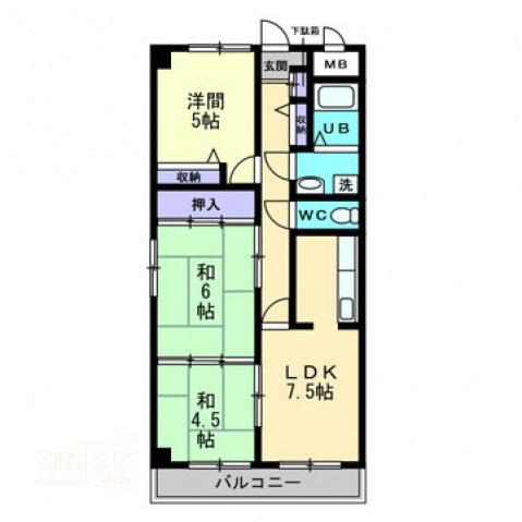 スカール上之町(3DK/5階)の間取り写真