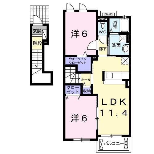 シーサイド・アベニューB(2LDK/2階)の間取り写真