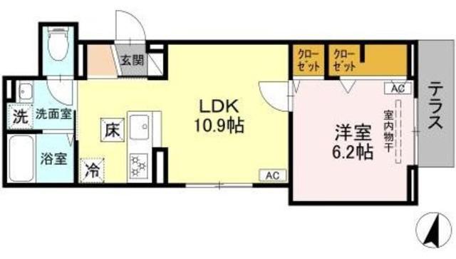 セレスティア上十条(1LDK/1階)の間取り写真
