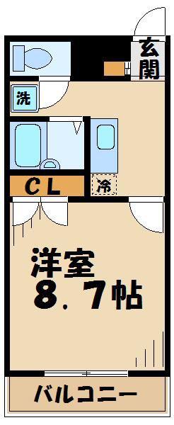 アムール厚木(1K/2階)の間取り写真
