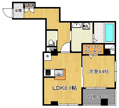 ラシーネ仙台駅東(1LDK/2階)の間取り写真