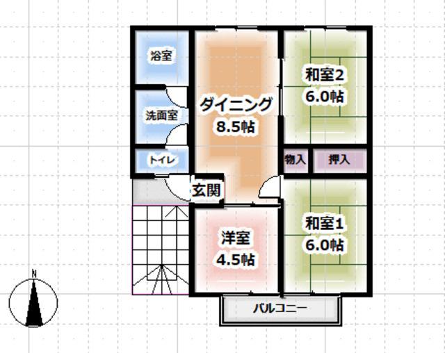 ハイム内田(3DK/2階)の間取り写真